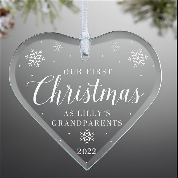 First Christmas as Grandparents Personalized Glass Heart Ornament