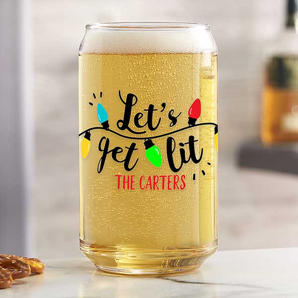 Let's Get Lit Personalized Christmas Beer Glasses - 32782