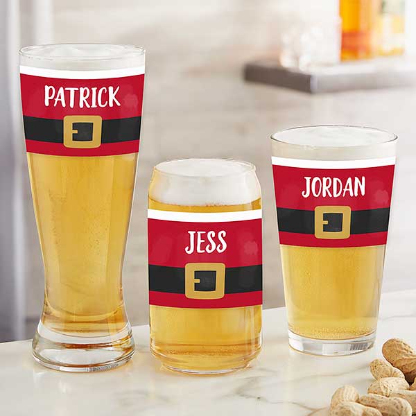 Santa Belt Personalized Christmas 20oz Pilsner Glass