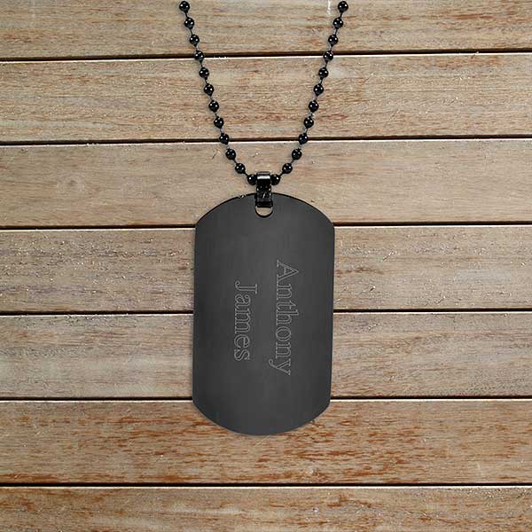 Write Your Own Personalized Dog Tag Necklace - Black Stainless Steel