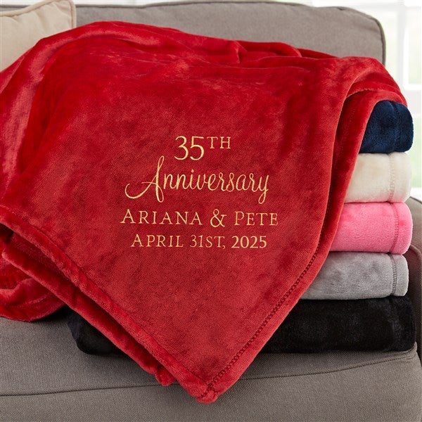 Anniversary Text Personalized Fleece Throw  - 32915