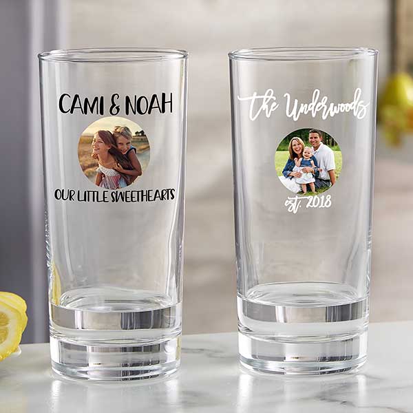 Tall Square Drinking Glasses, Personalized Glasses