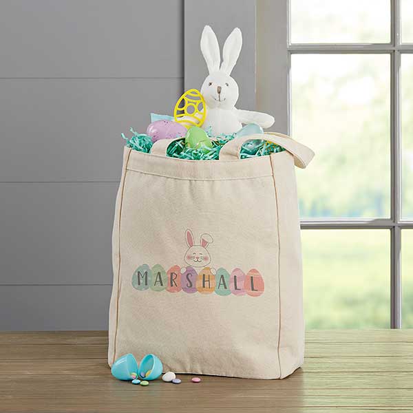 Happy Easter Eggs Personalized Canvas Tote Bags - 33350