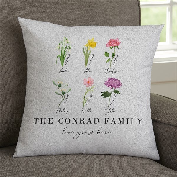 Birth Month Flower Personalized Throw Pillows