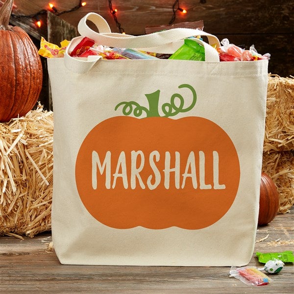 Pumpkin Personalized Halloween Canvas Tote Bags - 33956