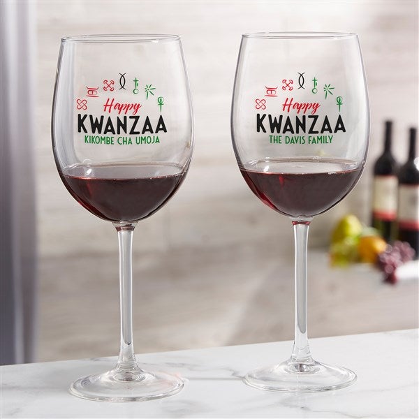 Kwanzaa Personalized Wine Glasses - 34001