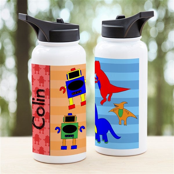 Floral Insulated Water Bottle Personalized With Name / Flip Top Water Bottle  With Drinking Spout / Large Stainless Steel Water Bottle 