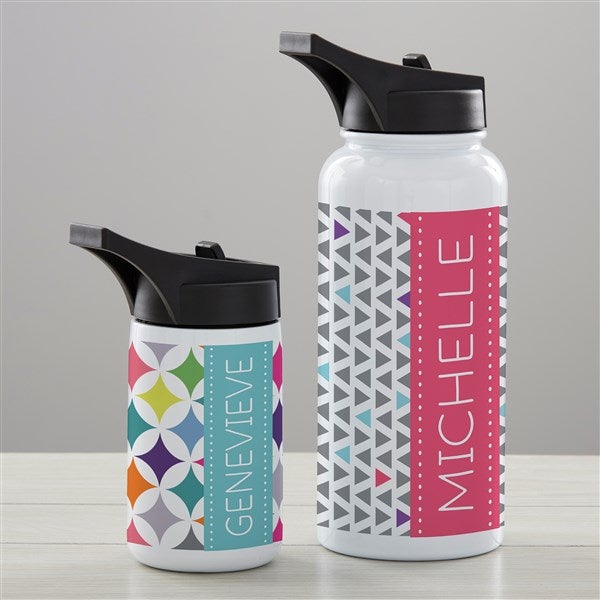 Geometric Personalized Double-Wall Vacuum Insulated 32oz Water Bottle