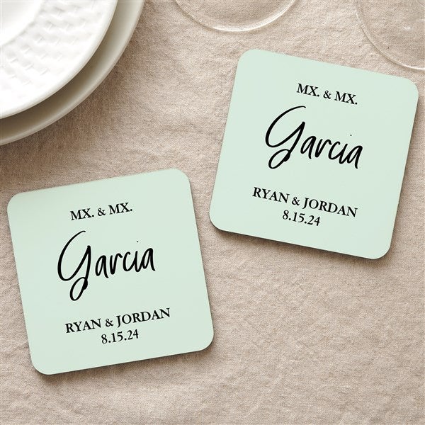 Mx Title Personalized Wedding Coaster Favors  - 34283