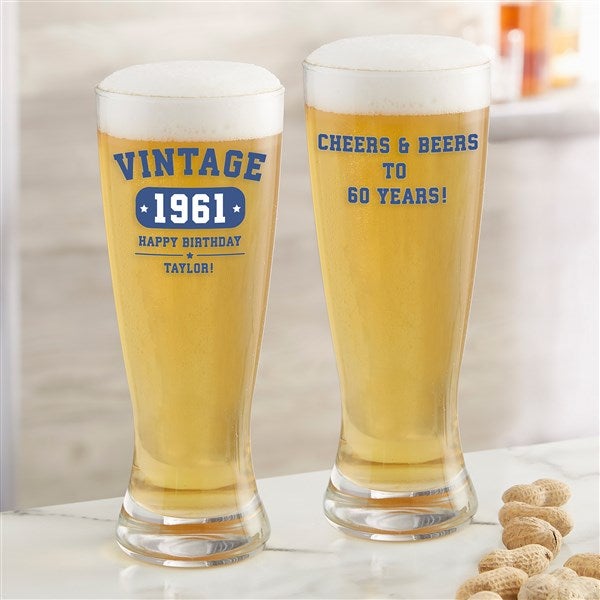 Customized Beer Can Glass-Personalized-Birthday Beer Glass-Engraved-Vintage-Cheers-Aged to Perfection-Birthday Gift-Etched Beer Glass-Barware (1)