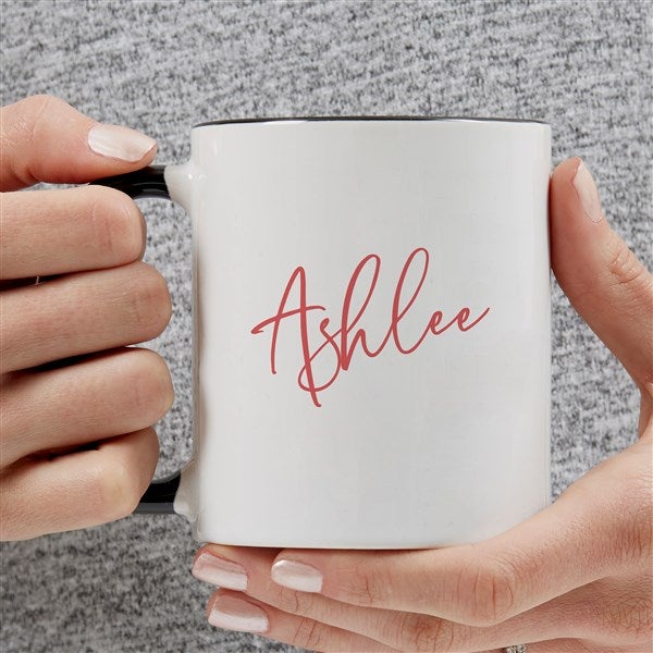Trendy Script Name Personalized Coffee Mug 15 oz White
