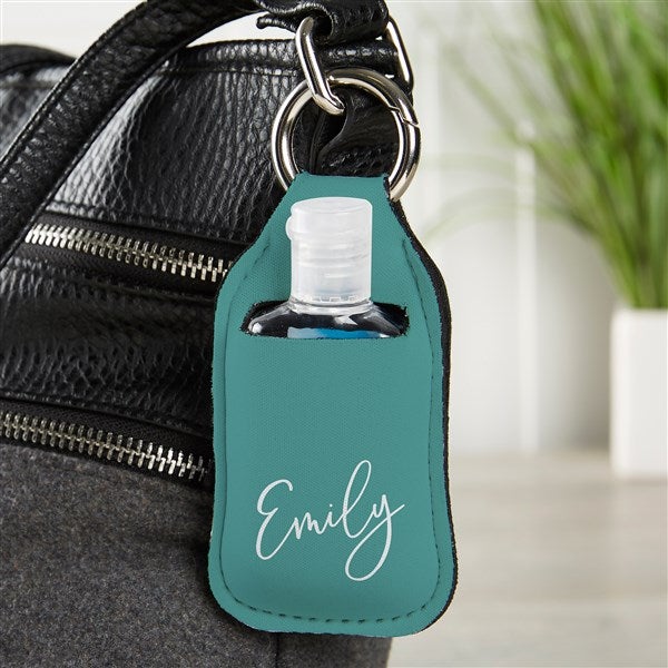 Trendy Script Personalized Hand Sanitizer Holder Keychain - 34341