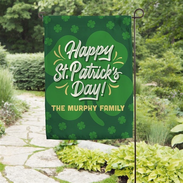St. Patrick's Day Party Custom Family Name Personalized Garden Flag