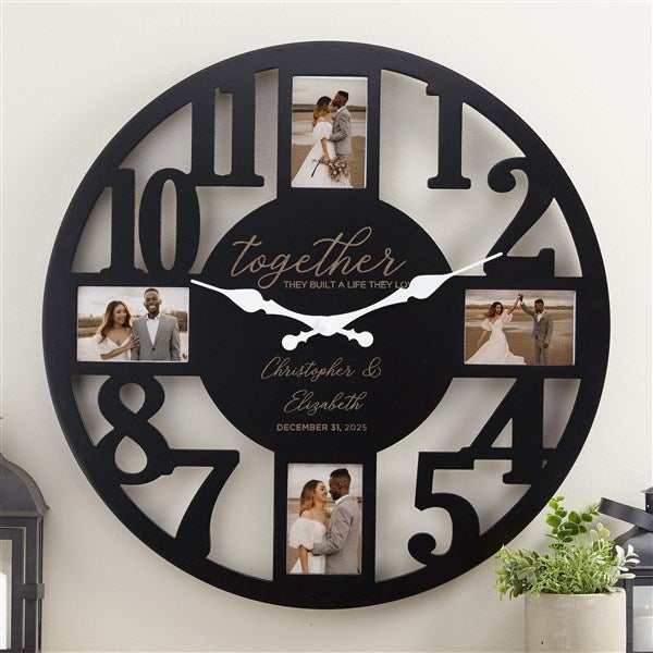 Together They Built Personalized Picture Frame Wall Clock - 34375