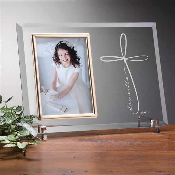 Holy Name Personalized First Communion Glass Frame  - 34413