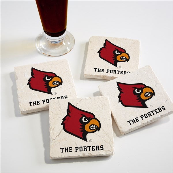 NCAA Louisville Cardinals Personalized Tumbled Stone Coaster Set  - 34724