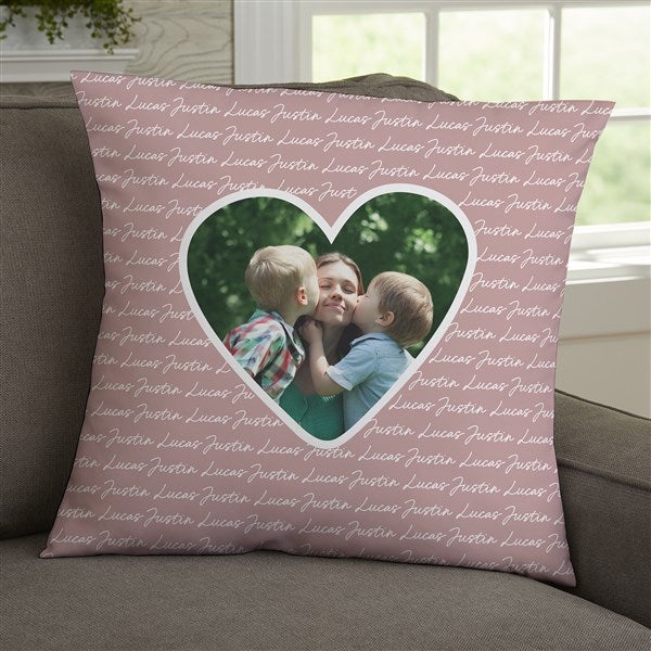 Family Heart Photo Personalized 18x18 Velvet Throw Pillow