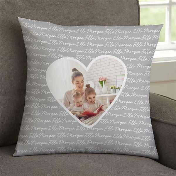 Family Heart Photo Personalized Throw Pillows - 34905