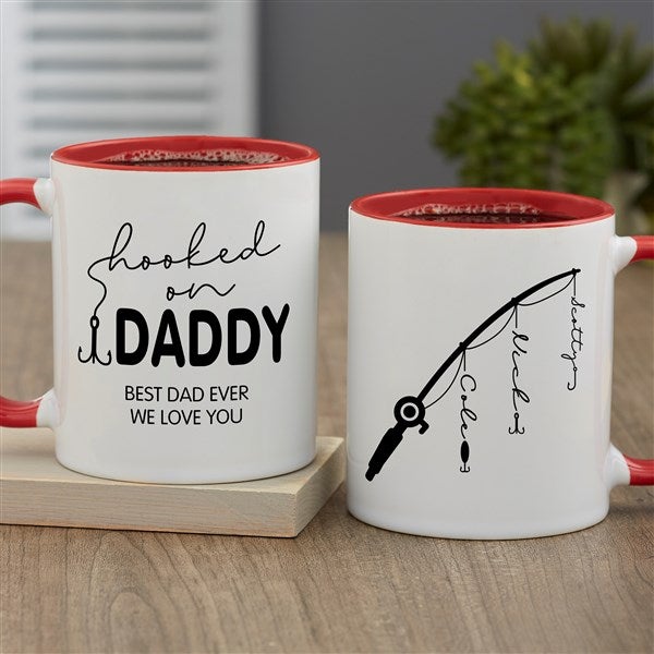 Hooked On Dad Personalized Coffee Mugs  - 34928