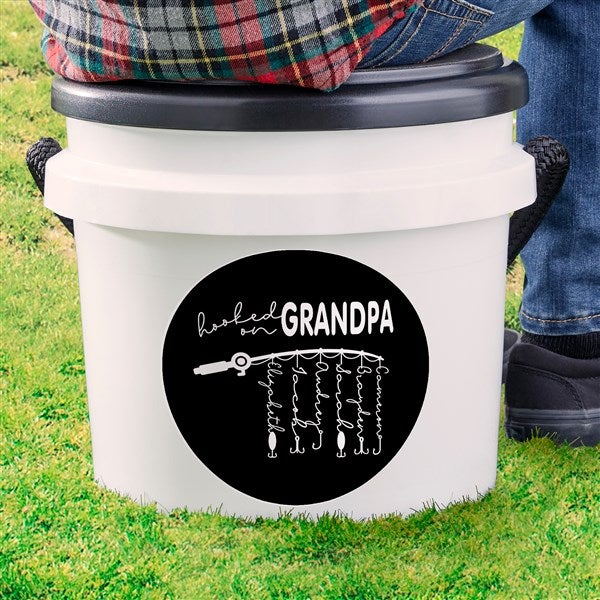 Personalized Fishing Bucket Seat - Hooked On Dad - 3.5 Gallon