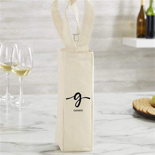 Script Initial Personalized Wine Tote Bag  - 35355