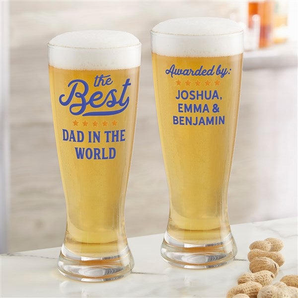 Best Dad Ribbon Personalized Beer Glasses  - 35494