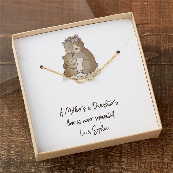 Parent & Child Bear Necklace With Personalized Message Card - 35507