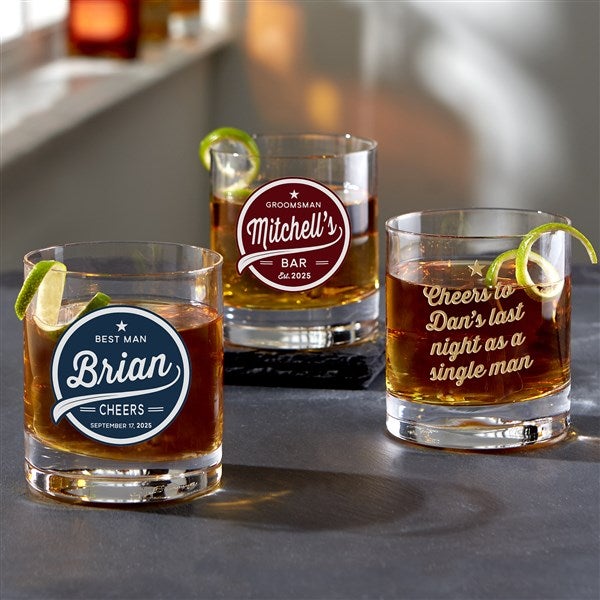 Luigi Bormioli Groomsman Brewing Co. Personalized Printed Whiskey Glass  - 35639