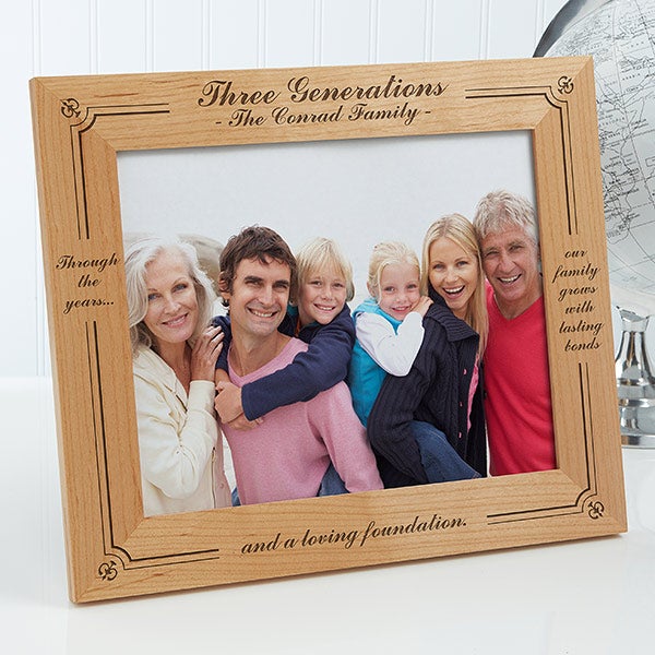 Personalized Wood Photo Frame - Generations of Family - 3564