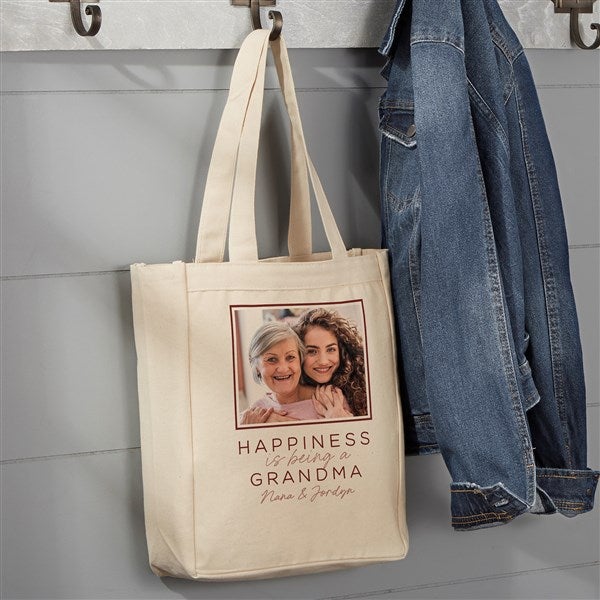 Happiness is Being a Grandparent Canvas Photo Tote Bags - 35812