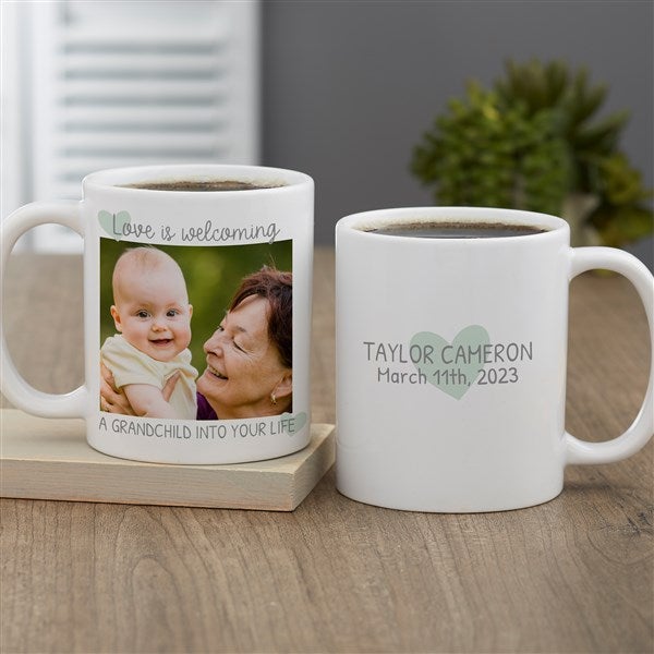 Love Is Welcoming A Grandchild Personalized Latte Mug 16 oz.- White