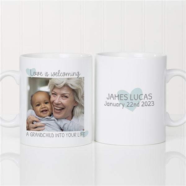 Love Is Welcoming A Grandchild Personalized Latte Mug 16 oz.- White