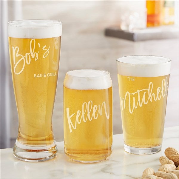 Bold Family Name Personalized Beer Glasses