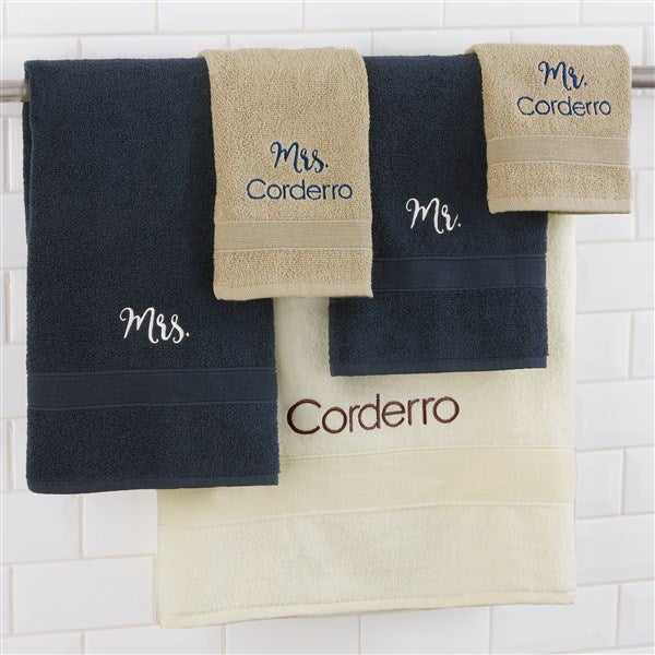 Personalized Luxury Embroidered Hand Towel & Bath Towel Set