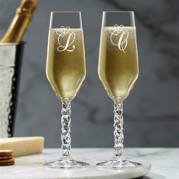 Modern Lenox Devotion Engraved Wedding Champagne Flute Set