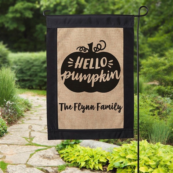 Hello Pumpkin Personalized Burlap Garden Flag  - 36237