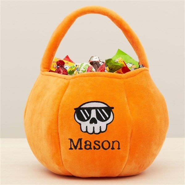 Skull Halloween Pail Orange