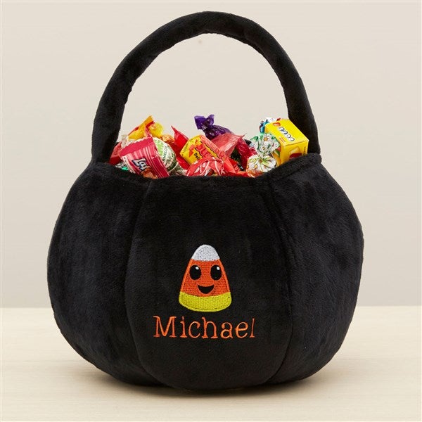 Candy Corn Embroidered Plush Halloween Treat Bag  - 36764