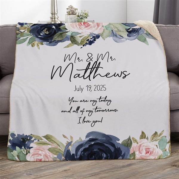 Colorful Floral Personalized Wedding Blankets - 36862