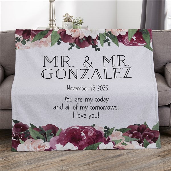 Colorful Floral Personalized Wedding Blankets - 36862