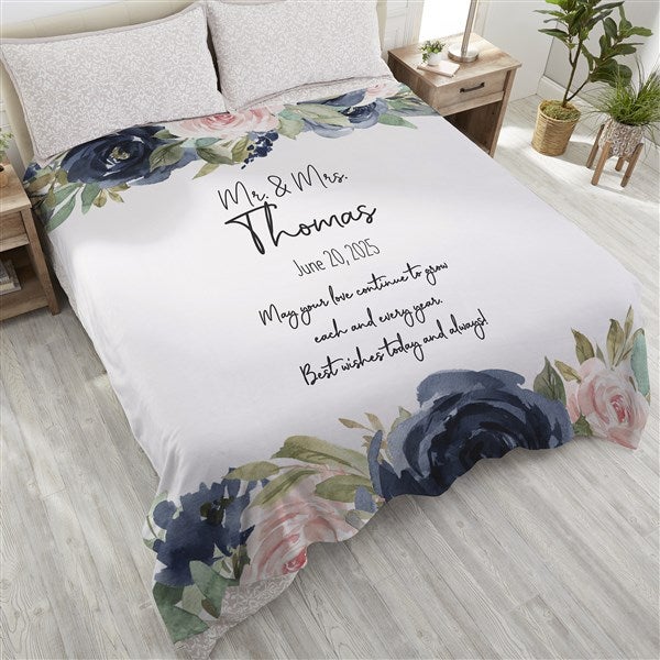 Colorful Floral Personalized Wedding Blankets - 36862