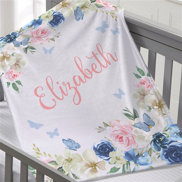 Personalized Butterfly Kisses Baby Girl Blanket