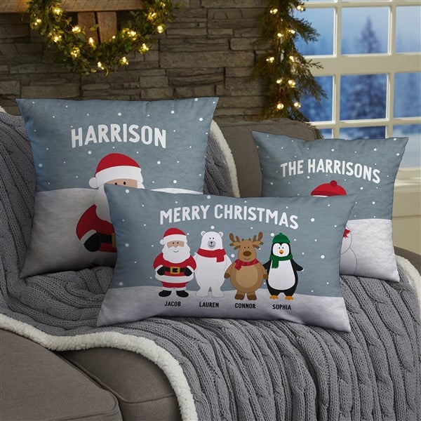 Personalized Christmas Throw Pillow - Santa and Friends 18