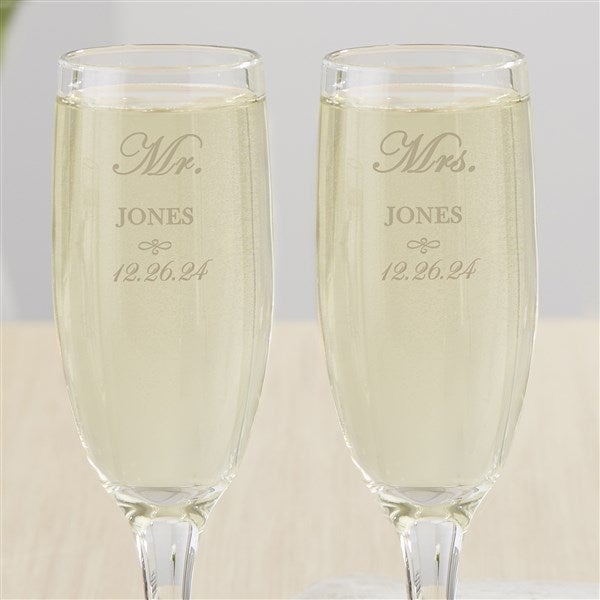 Personalized Champagne Flutes Set of 8 Glass Flutes 