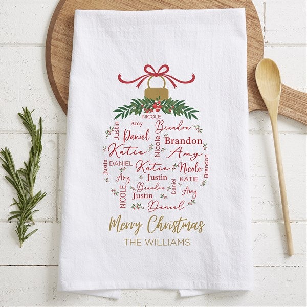 Personalized Christmas Tea Towel - Merry Family - 37151