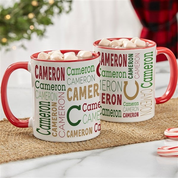 Christmas Repeating Name Personalized Coffee Mugs - 37168