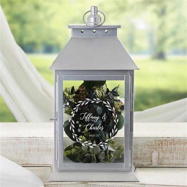 Personalized Decorative Wedding Candle Lantern - Laurels Of Love - 37393