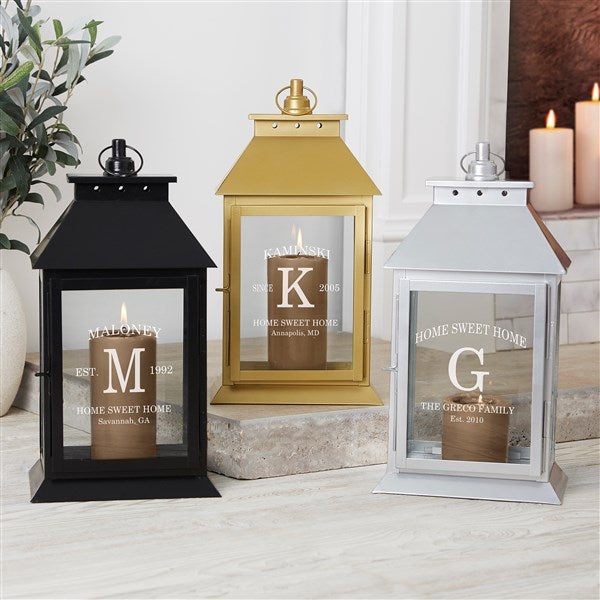 Family Initial Personalized Black Decorative Candle Lantern