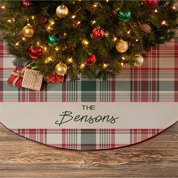 Personalized Christmas Tree Skirt - Fresh Plaid - 37500