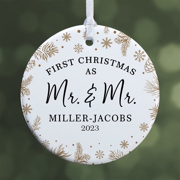 Gold Foliage Wedding Personalized Ornament